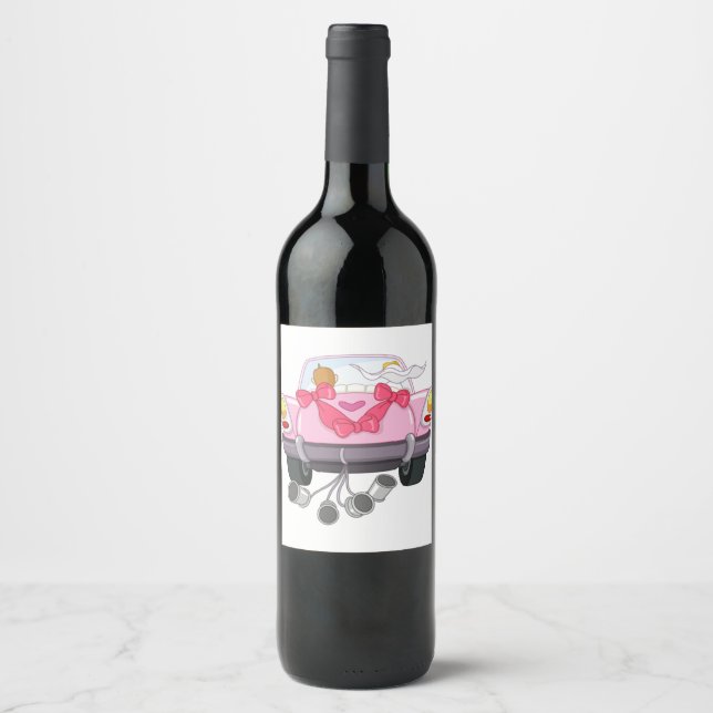 Étiquette Pour Bouteilles De Vin Voiture Mariée 27 (Devant)