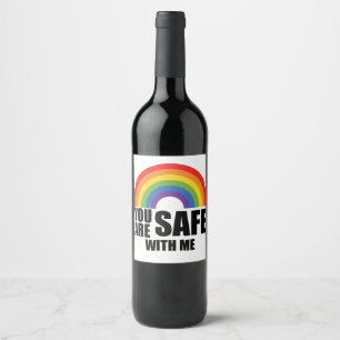 Étiquette Pour Bouteilles De Vin Vous êtes en sécurité avec moi Fierté LGBTQ arc-en