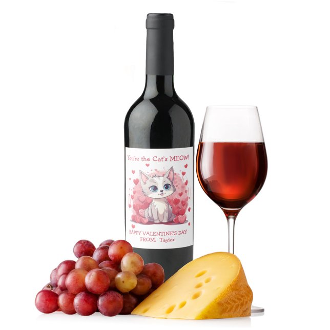 Étiquette Pour Bouteilles De Vin Vous êtes le Meow Valentine du chat (Créateur téléchargé)