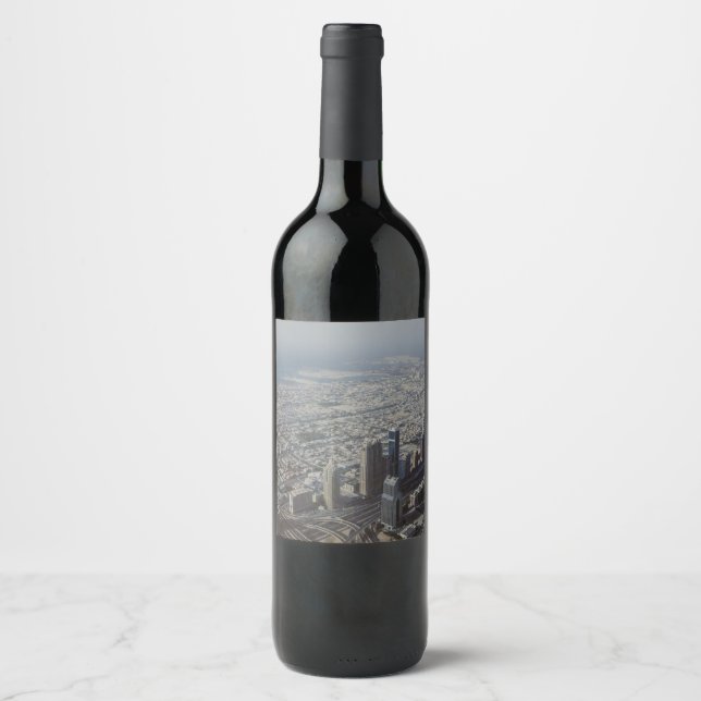 Étiquette Pour Bouteilles De Vin Vue de Burj Khalifa, Dubaï (Devant)