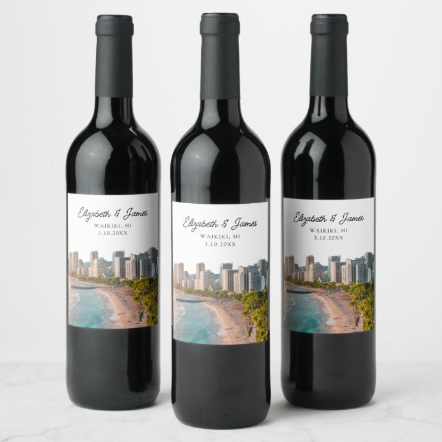 Étiquette Pour Bouteilles De Vin Waikiki mariage Favor Hawaii (Bouteilles)
