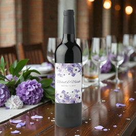 Étiquette Pour Bouteilles De Vin Watercolor Violet Purple Flowers Wedding