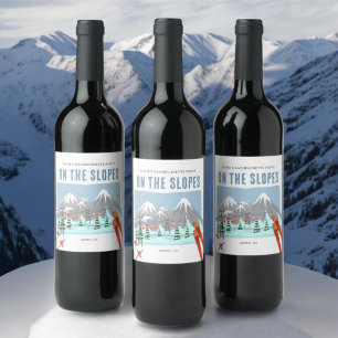 Étiquette Pour Bouteilles De Vin Week-end de célibataire de ski sur les pentes enne