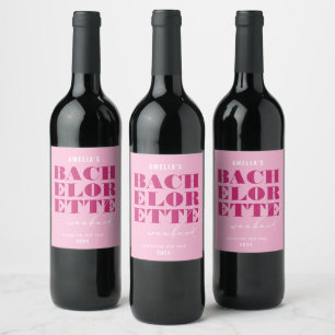 Étiquette Pour Bouteilles De Vin Week-end de célibataire rose audacieux