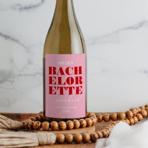 Étiquette Pour Bouteilles De Vin Week-end de célibataire rose et rouge audacieux