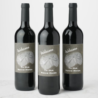 Étiquette Pour Bouteilles De Vin Welcome Beach Home Sand Dollar Photo House Invité