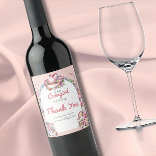 Étiquette Pour Bouteilles De Vin Western Little Cowgirl Baby shower côtier rose