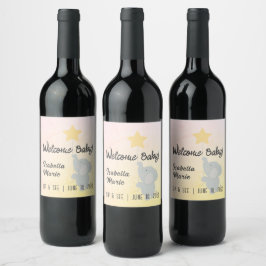 Étiquette Pour Bouteilles De Vin Whimsical Elephant Welcome Baby