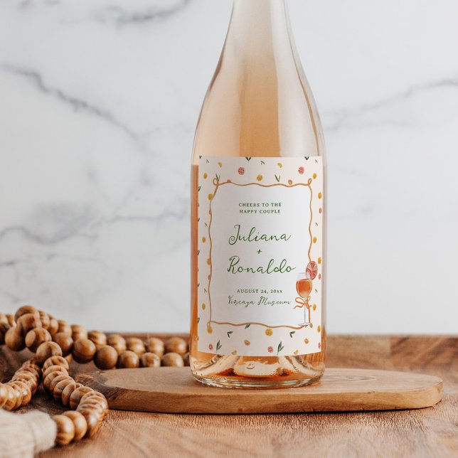 Étiquette Pour Bouteilles De Vin Whimsical Italien Citrus Mariage (Créateur téléchargé)