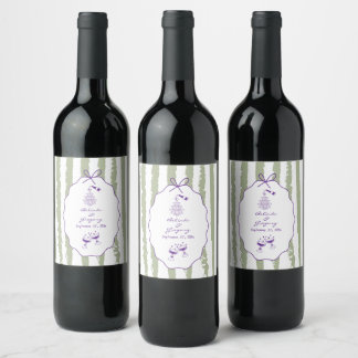Étiquette Pour Bouteilles De Vin Whimsical Stripes Handwritten Painted Wedding 