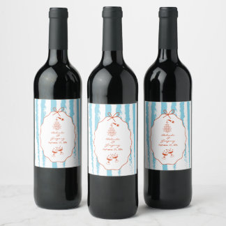 Étiquette Pour Bouteilles De Vin Whimsical Stripes Handwritten Painted Wedding 