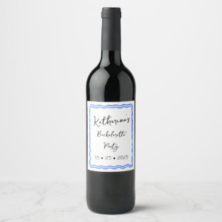 Étiquette Pour Bouteilles De Vin Whimsical Wavy Retro Super Bachelorette Party