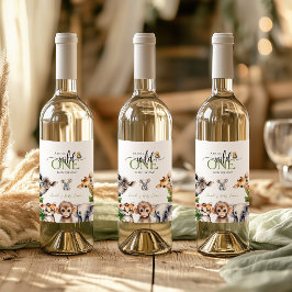 Étiquette Pour Bouteilles De Vin Wild One Safari Animal Jungle Baby shower