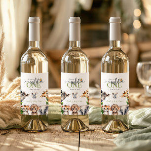 Étiquette Pour Bouteilles De Vin Wild One Safari Animal Jungle Baby shower