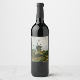 Étiquette Pour Bouteilles De Vin Windmills sur Montmartre par Vincent Van Gogh