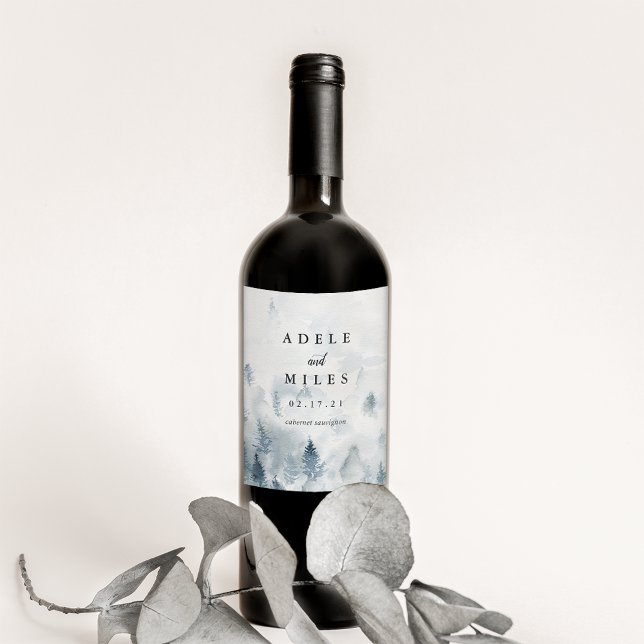 Étiquette Pour Bouteilles De Vin Winter Reverie | Mariage personnalisé (Créateur téléchargé)