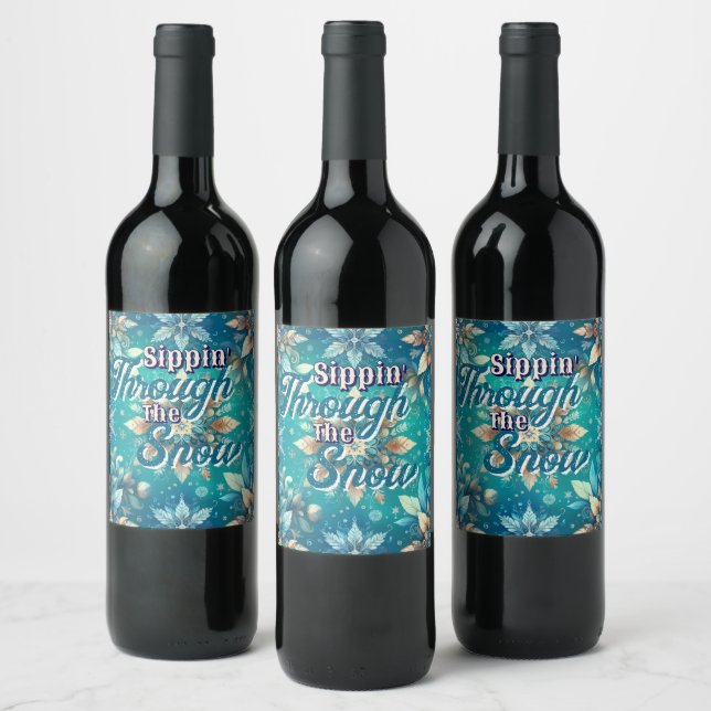 Étiquette Pour Bouteilles De Vin Winter Snowflakes  (Bouteilles)