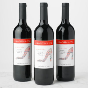 Étiquette Pour Bouteilles De Vin WordArt Chaussure Nom Mlle à Mme Fête des mariées 