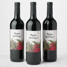 Étiquette Pour Bouteilles De Vin Wreath and Holly Holiday Collection