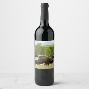 Étiquette Pour Bouteilles De Vin Wyoming Bison Nature Animal Photographie