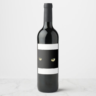 Étiquette Pour Bouteilles De Vin Yeux de chat noir