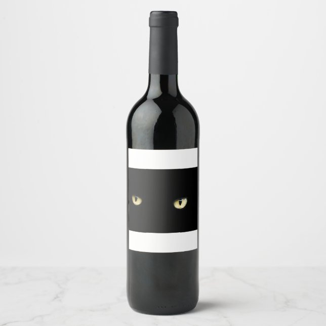 Étiquette Pour Bouteilles De Vin Yeux de chat noir (Devant)