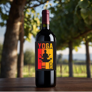 Étiquette Pour Bouteilles De Vin Yoga amusant et Lotus Pose du vin