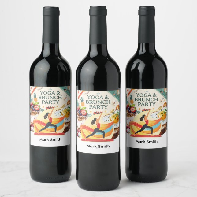 Étiquette Pour Bouteilles De Vin Yoga et Brunch Party (Bouteilles)