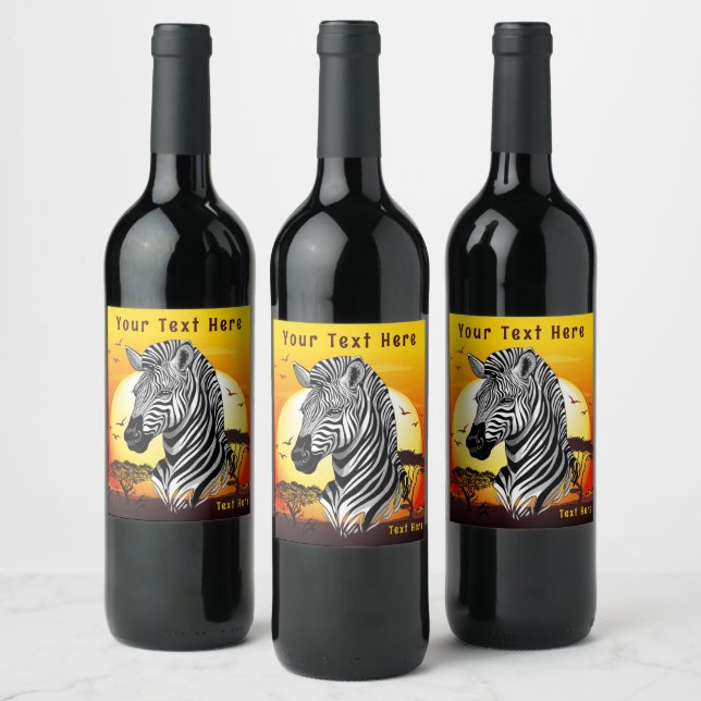 Étiquette Pour Bouteilles De Vin Zebra African Savanna Wild Animal (Bouteilles)