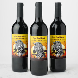 Étiquette Pour Bouteilles De Vin Zebra African Savanna Wild Animal