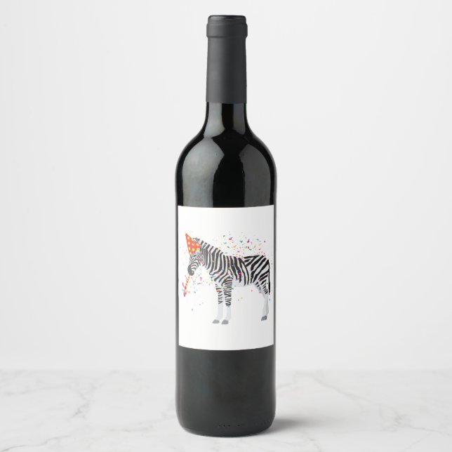 Étiquette Pour Bouteilles De Vin Zèbre - Animaux ayant une fête (Devant)