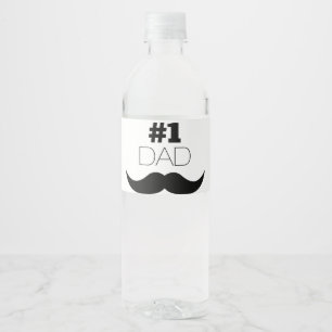 Étiquette Pour Bouteilles D'eau #1 Papa Mustache noire - Numéro Un