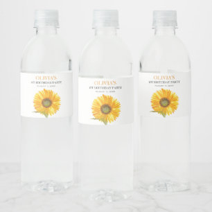 Étiquette Pour Bouteilles D'eau 1ère fête d'anniversaire Sunflower Baby Girl