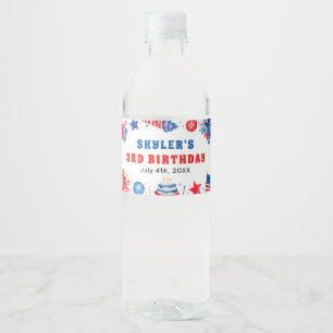 Étiquette Pour Bouteilles D'eau 4 juillet Rouge Blanc et Bleu Été 3e anniversaire