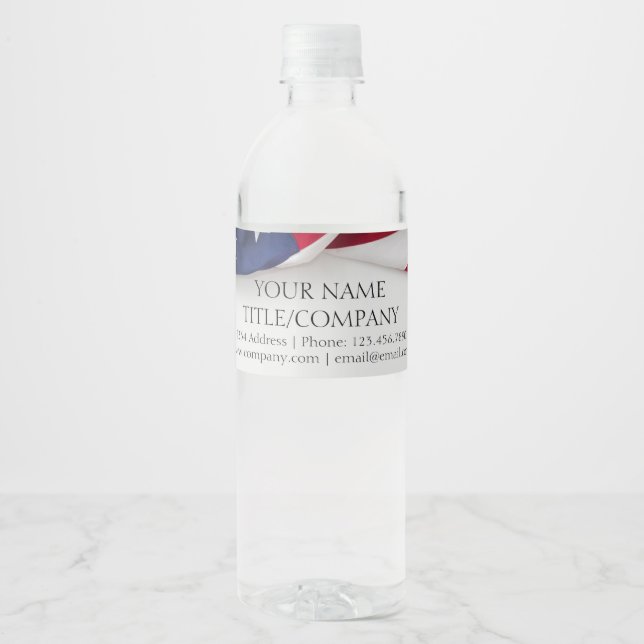 Étiquette Pour Bouteilles D'eau American Flag Nom de l'entreprise (Devant)