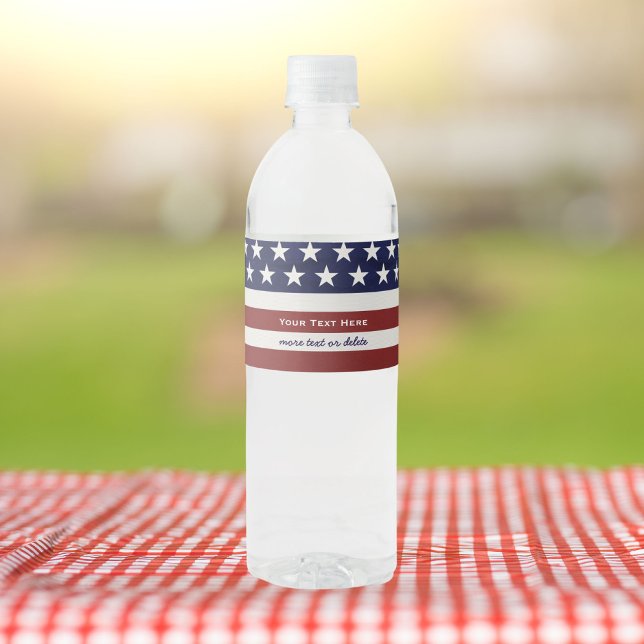 Étiquette Pour Bouteilles D'eau American USA Flag Patriotic July 4th Custom (Créateur téléchargé)