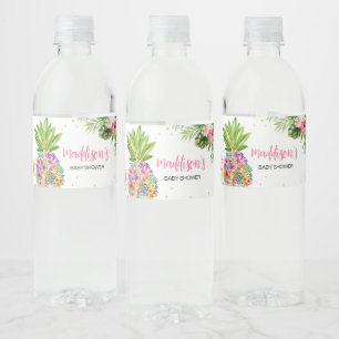 Étiquette Pour Bouteilles D'eau Ananas floral tropical