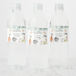Étiquette Pour Bouteilles D'eau Animaux boisés mignons 1er Anniversaire sauvage un