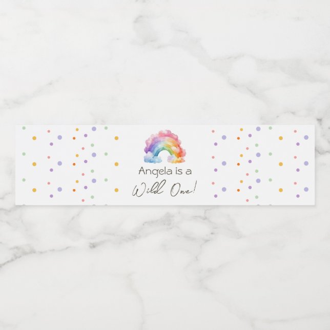 Étiquette Pour Bouteilles D'eau Anniversaire de enfant Rainbow Wild One (Étiquettes simples)