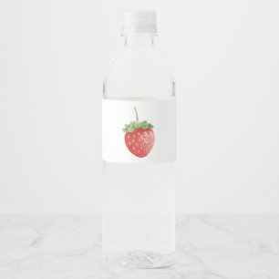 Étiquette Pour Bouteilles D'eau Anniversaire de fraises blanc