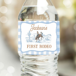 Étiquette Pour Bouteilles D'eau Anniversaire de Rodéo de Cowboy Bleu Occidental