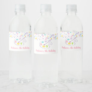 Étiquette Pour Bouteilles D'eau Anniversaire du Pastel Rainbow Art Party