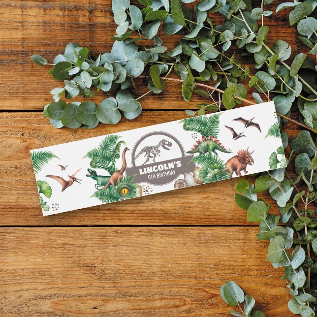 Étiquette Pour Bouteilles D'eau Anniversaire Jurassique (Créateur téléchargé)