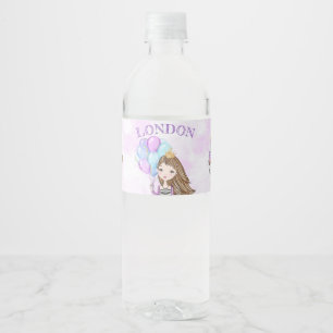 Étiquette Pour Bouteilles D'eau Anniversaire Princesse Lavande Turquoise Or