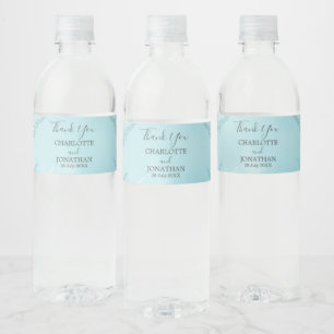 Étiquette Pour Bouteilles D'eau Aqua Blue Botanical Watercolor Mariage de lavage