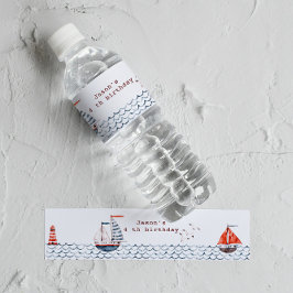 Étiquette Pour Bouteilles D'eau Aquarelle Anniversaire de enfant bleu et rouge nau