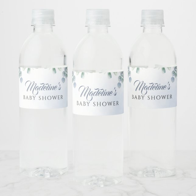 Étiquette Pour Bouteilles D'eau Aquarelle bleu verdure (Bouteilles)