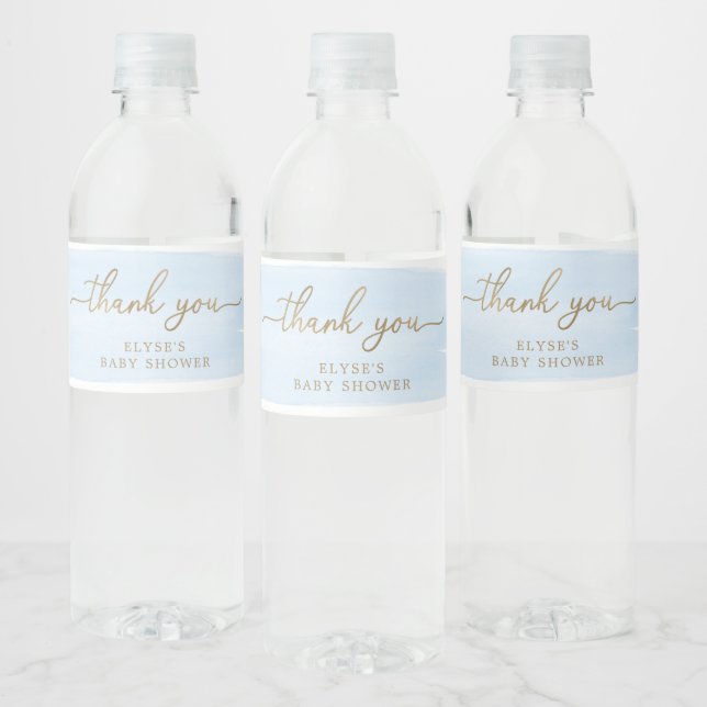 Étiquette Pour Bouteilles D'eau Aquarelle bleue Bouteille d'eau Favoriser le Étiqu (Bouteilles)