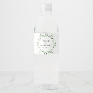 Étiquette Pour Bouteilles D'eau Aquarelle botanique de verdure d'olive