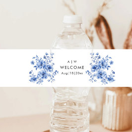 Étiquette Pour Bouteilles D'eau Aquarelle Chinoiserie florale